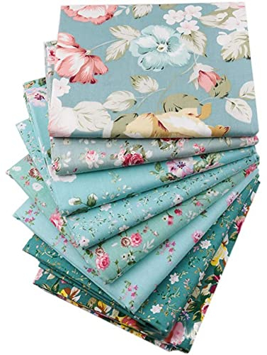 Uposao 8 Stück Baumwollstoff, 50x50cm Patchwork Stoffe Paket für mundschutzmasken zum Nähen Quilten DIY Dekoration Basteln Handwerken DIY Stoffstücke für Alle Arten von Kleinen Handgemachten,Blau