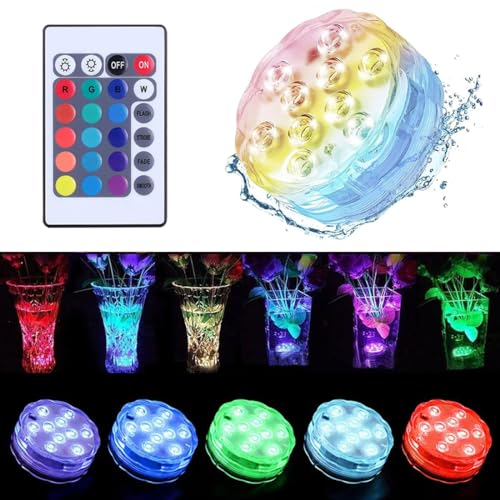 1 PCS Rechargeable Submersible LED Lights with Remote,lnground Pool Waterproof Led Light with Suction Cups,USB Multi-Color Bathtub Waterproof Light,for Pool Vase Aquarium Fountain Party Decoration