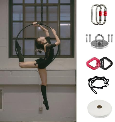 Aerial Hoop Lyra-Aerial-Hoop-Set, schwarzer Eisen-Einzelpunkt-Lyra-Ring mit Rigging-Hardware und Anti-Rutsch-Klebeband, Aerial-Yoga-Ring für Anfänger/Profis (Size : 80 cm (31))