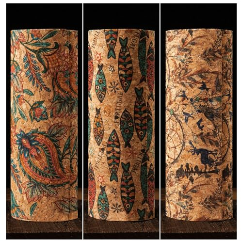 Guador Boho Brillenetui Hardcase aus Kork - Ethno Brillen-Aufbewahrung Personalisiert, Leicht und Tragbar - Hülle Hartschale für Sonnenbrille, Lesebrille 3pcs (Druck)