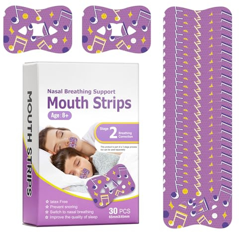 30 Stück Mundband, Mundband zum Schlafen, Schnarchstopper, Verbesserung der Schlafqualität, Myotape für Kinder, Korrekturpflaster für den offenen Mund, Kinder und Erwachsene (Phase 2)