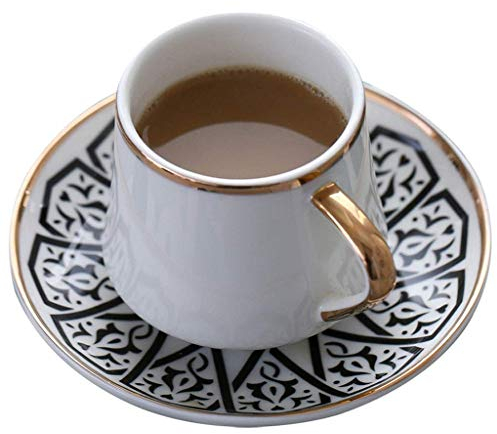 sjdoPulse Juego De Taza Y Platillo De Cerámica Blanca Nórdica, Taza De Café De Diseño Moderno, Té De La Tarde, Juego De Tazas De Café Turco, Taza De Café De Viaje