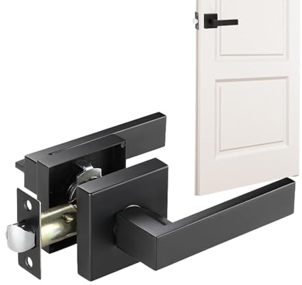 Mattschwarzer Türgriff - Schlafzimmer-Türknauf, Badezimmer-Türknauf | Robuste Türschlösser, Umkehrbare Flache Hebel, Türgriffe Für Die Rechte Oder Linke Seite, Schlafzimmer, Badezimmer