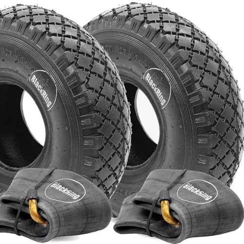 2x 3.00-4 Tyre & Tube, Sack Truck & Trolley Tire Diamond Tread 4pr (260x85) TR87 Bent Metal Valve 2ps