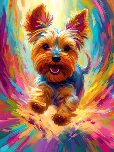 Malen nach Zahlen Hund Malen nach Zahlen Erwachsene 50 x 70 cm Paint by Numbers Tier Malen nach Zahlen Kinder Kreativ Set DlY Handgemalt Ölgemalde Bastelset für Zimmer Wanddeko,Ohne Rahmen H-494