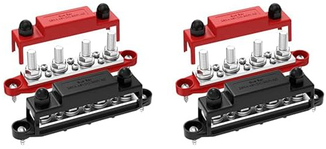 Kznifmk 4X 250A 12V Barra Colectora BateríA Bloque de DistribucióN de EnergíA Car Audio 12 Voltios CC Barra Colectora 4 X 3/8 Pulgadas Postes 6 X 8 Tornillos