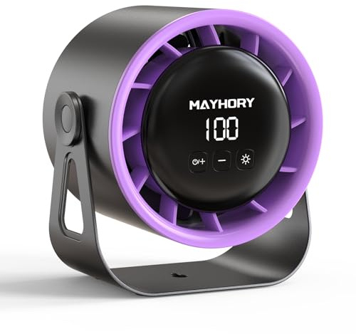 MAYHORY Desk Fan with 100 Speeds, LED Mood Light & 4000mAh Battery - Ultra Quiet USB Table Fan for Bedroom, 360° Adjustable Tilt, Wall Mountable & Desktop Standing Electric Fan (black)