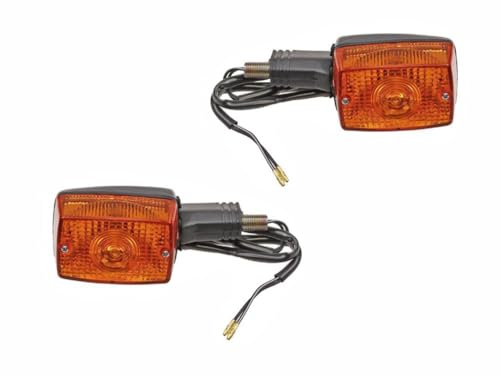 Streetparts24 2x Motorrad Blinker 12V Halogen – E-Geprüft – Eckig, Schwarz/Orange – M12 Gewinde – Universal passend für Honda, Yamaha, Suzuki, Kawasaki, KTM, Vespa, Aprilia