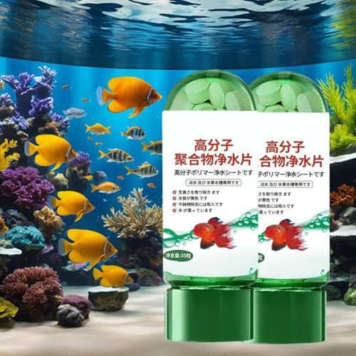 Wasserreinigungstablette, 2 leistungsstarke Aquarium-Wasserreinigungstabletten, Reinigungstabletten, Wassertank für Fische