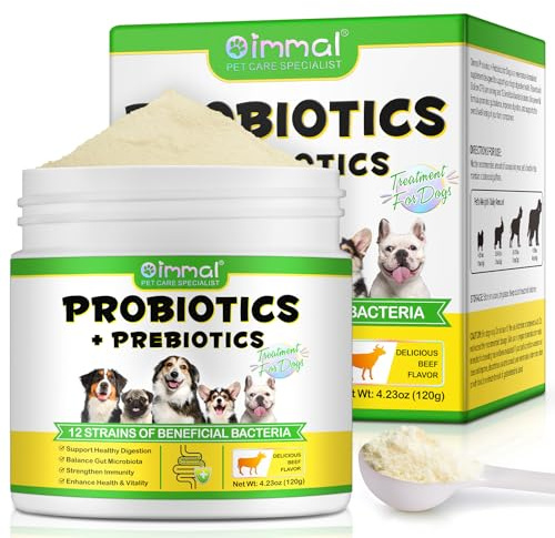 Probiotics Powder for Dogs, Probiotic Supplement with Digestive Enzymes & Prebiotics for Dog, Dogs Probiotic Supplements Support Gut Health, Digestive Health & Immune Function| Dog Supplies - 120g