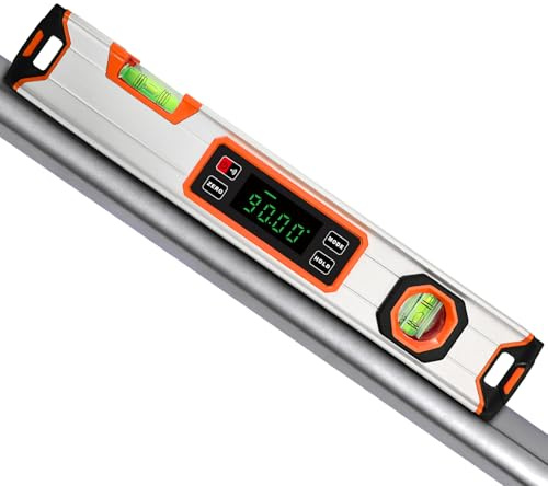 eOUTIL 15.7-Inch Digital Torpedo Level & Angle Finder – IP54 Waterproof Inclinometer with Backlit LCD, V-Groove Magnetic Base, 0.1° Accuracy – for Construction, Woodworking, Metalworking(Orange)