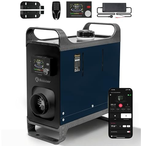 Sunster 8KW Standhezung Diesel, 12/24V DC & 110-240V AC Luft Dieselheizung Standheizung, mit Höhenanzeige, leise, Lüftungsfunktion, Fernbedienung LCD Monitor für Wohnmobil Bus Auto RV Boote LKW