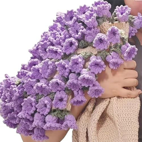 suction Flower Bouquet Blanket Kit, DIY Handmade Crochet Rose Floral Throw Blanket, Light Purple Flower Blanket for Home Decor, Gift, 40 x 40 cm