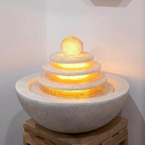 GUAWJRZDP Fountain Spitter, Water Fountain Indoor, Indoor Water Fountains Tabletop, Desktop Waterfall Fountains with Waters Pump, Water Ornaments, Rockery Fountain Landscape(White)