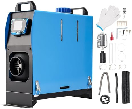 WUGMCNFBC Chauffage à air Diesel 8 KW 12 V, Chauffage de stationnement Tout-en-Un avec télécommande LCD pour Voiture, Camping-Car, Bateau, Bus, Caravane (Bleu)