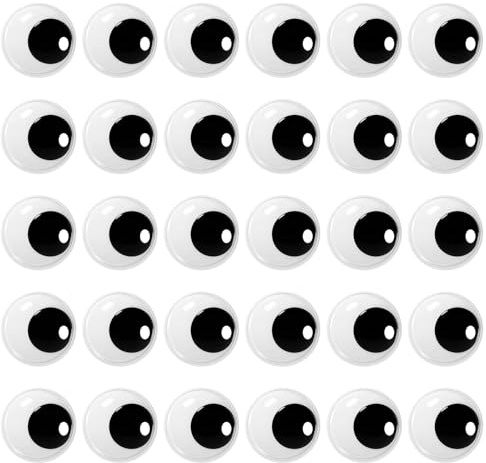 30 Stück Kulleraugen Klebeaugen Selbstklebend Groß 40mm Selbstklebende Wackelaugen groß Runde Wiggle Googly Augen Kunststoff Puppe Augen Schwarze Bastelaugen für DIY Kunsthandwerk Dekoration