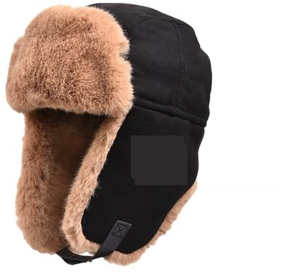 NFEKLFI fliegermütze Winter-Bombermütze for Damen und Herren, dick warm, russische Mode, schwarz, mit Ohrenklappen, Skimütze