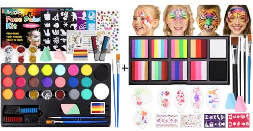 Janolia Gesichtsfarbe Kinderschminken Set, Bodypainting Farben für Theaterschminke, Kinderschminke Wasserbasis, Faschingsschminke Face Paint, Ideal Kinderschminke Set für Halloween Karneval