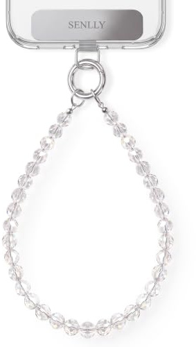 SENLLY Kristall Handykette Kurz, Universal Perlen Handyschlaufe für Damen | Handyanhänger für Alle Handymodelle, Kristalle in Juwelierqualität, Edelstahlteile, Rostfrei & Anlauffrei.