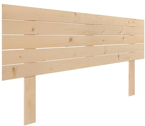 DHOME Cabecero de Madera Natural de Pino con Patas Estilo Palet Horizontal Cama Palets Herrajes incluidos (135cm, Madera Natural Pino)