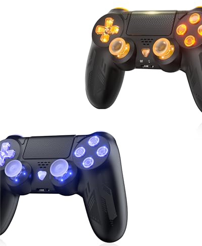 Nonbliep 2 Pack Wireless Controller for PS-4/Pro/Slim/PC, Wireless Gamepad with Turbo, Touch Panel, Dual Vibration, 6-Axis Gyro Sensor, 3.5mm Audio Jack