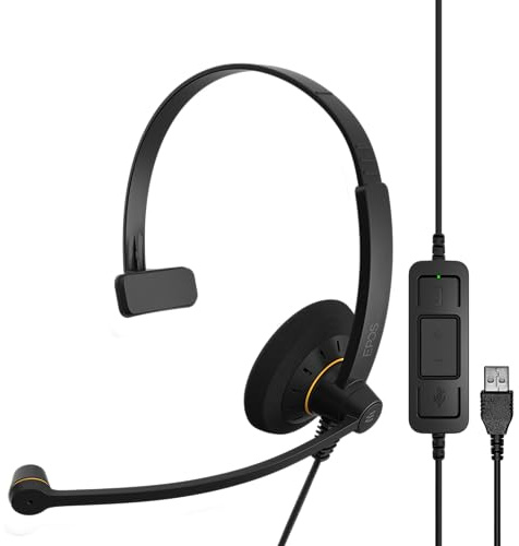 EPOS Sennheiser SC 30 USB ML (504546) - Single-Sided Business Headset | For Skype for Business | with HD Sound, Noise-Cancelling Microphone, & USB Connector (Black)