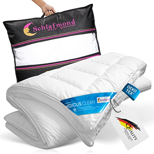 Schlafmond Medicus Clean Vierjahreszeiten Bettdecke 135x200 cm - Ganzjährig angenehm-weicher Schlafkomfort - Allergiker Bettdecke 135 x 200 cm 4 Jahreszeiten Steppbett aus Baumwolle - Made in Germany