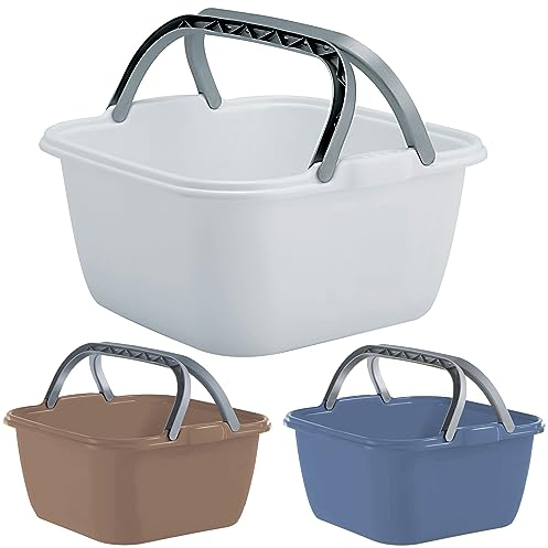 1 Stück Schüssel mit Tragegriff Waschschüssel 13 Liter 35x35cm Quadratisch Spülschüssel Wasserschüssel Tragekorb Kunststoff Spüle Korb Eimer Waschbecken Aufbewahrung Camping Abwaschschüssel