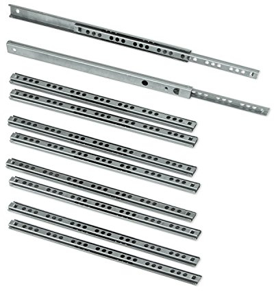 Emuca 3009605 Lot de 5 paires (10 pièces) Coulisses/Glissières à Billes Extrait Partie 17mm x 214mm pour Tiroir