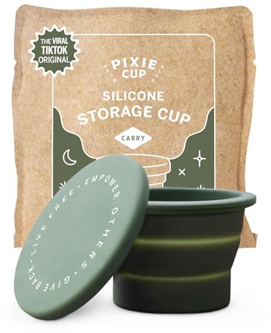 Pixie Menstrual Cup Compact Sterilizer - Good for Public Restrooms, Camping, or Dorms - Collapsible Cleaner Container for Your Menstrual Disc & Period Cup - Microwavable - Reusable - Case Holder