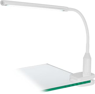 EGLO LED Klemmlampe Laroa, Klemmleuchte mit Touch, dimmbar in Stufen | neutralweiß, Schreibtischlampe aus Kunststoff, Klemmspot in Weiß, LED Leselampe mit Klemme