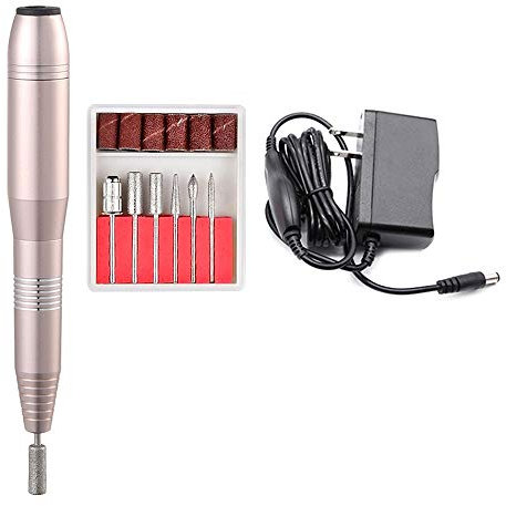 Lime à ongles polissoir ponceuse electrique ongle professionnel manucure machine ongles electrique Kit Complet Ponceuse Électrique manucure pédicure avec 6 forets 6 bandes abrasives,D'or