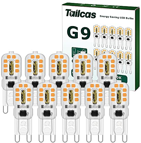 Lampadine Led G9 3W Energetico Lampada, 300Lm AC220-240V, Bianco Caldo 3000k, Equivalente di Lampadina Alogene da 30W, Angolo di Visione 360°, Confezione da 10 [Classe di efficienza energetica A+]