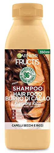 Garnier Fructis Hair Food Burro di Cacao Rigenerante, Shampoo per Capelli Secchi e Ricci, 97% di Ingredienti di Origine Naturale, Senza Siliconi, 350 ml