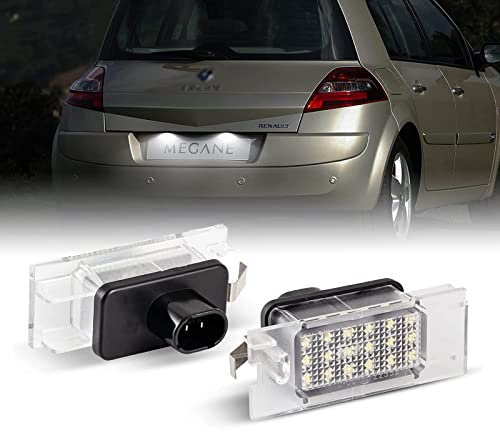 OZ-LAMPE LED Luz de matrícula para Ren-ault Clio III 3 Megane II 2 | Luz de la Placa del Auto 2 Piezas 18*2835 SMD Canbus