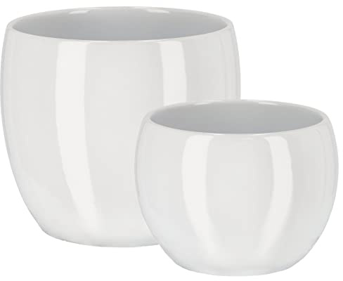 KOTARBAU® Uppsättning av 2 keramiska blomkrukor ytterkruka för blommor växter ⌀ 10 cm ⌀ 13 cm vit