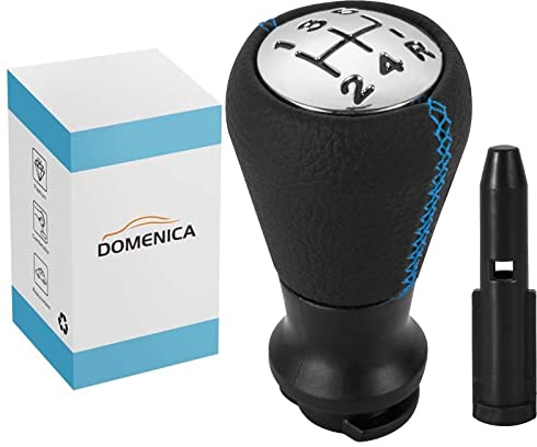 DOMENICA Pomo Palanca de Cambios Cuero Compatible de Peugeot 106 107 205 206 207 301 306 307 308 406 407 408 508 605 806 807 2008 3008 5008 Citroen C2 C3 C4 C5 Picasso Saxo Xsara Elysee (Azul)