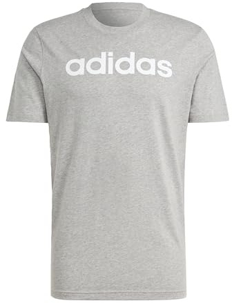 Adidas Herren Essentials Single Jersey Linear Embroidered Logo Tee, Medium Grey Heather, XL