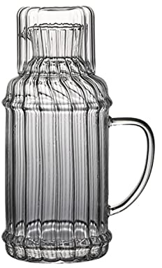 KAYKAI Brocca d'acqua in vetro con coperchio tazza e beccuccio, 2 l, grande caraffa per acqua fredda e calda con manico, brocca per bevande e acqua, bottiglia d'acqua fredda per tè freddo e succhi di