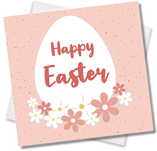 Punkcards - Happy Easter Karte – Osterwünsche Grußkarte – Aquarell Blumen – Religiöser Osterglauben – für Freunde oder Familie