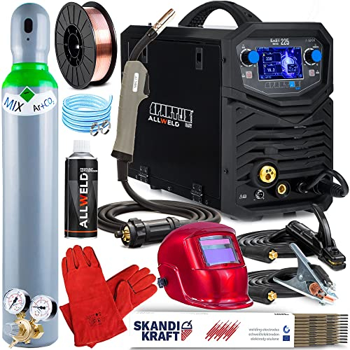 ALLWELD SPARTUS EasyMIG 225 Schweißgerät MIG MAG MMA WIG 230V 50Hz 50-220A, Set zum Auswählen:ProfessionalPlus