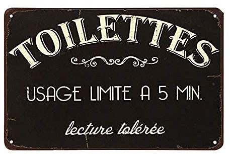 Targa in metallo da parete, 30 x 20 cm, con scritta in lingua inglese Toilettes Usage Limte A 5 Min Metallo, per bar, hotel, caffetterie, ristoranti, casa, decorazione da parete