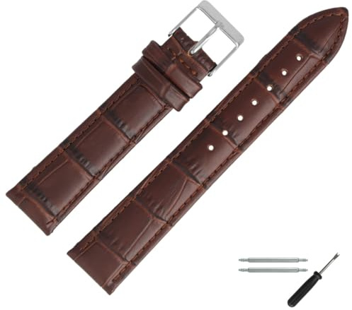 MARBURGER Uhrenarmband 22mm Leder Alligator Prägung Mit Naht - Werkzeug Montage Set 27722