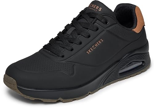 Skechers Uno Suited On Air Gymnastikskor för män, Black Durabuck Chestnut Suede Mesh Trim, 45.5 EU