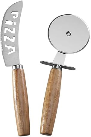 Premium Pizza Knife Set - Stainless Steel Blade with Log Handle, Essential Kitchen Baking Tool - 2 Piece Set
