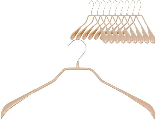 MAWA Kleiderbügel, Set mit 10 körpergeformten Metallkleiderbügeln, ideal für Mäntel, Jacken, Blazer und Anzüge, 360° drehbarer Haken, Antirutschbeschichtung, 42 cm, Latte