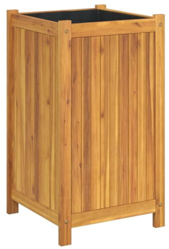 vidaXL Pflanzkübel, Blumenkübel mit Einlage, Blumenkasten für Garten Balkon Terrasse, Pflanzkasten Hochbeet Blumentopf, Massivholz Akazie