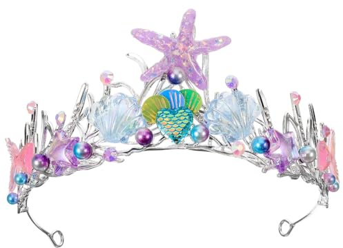 CALLARON Meerjungfrau Krone Damen Mädchen Haarband Mit Muschelanhänger Vielseitiger Kopfschmuck Für Meeresparty Bühnenauftritte Und Kostümzubehör 6.10X6.10X2.44In