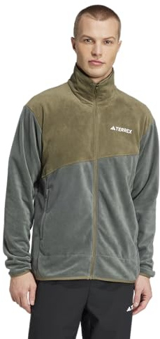 adidas Men's Terrex Multi Full-Zip Fleece Hiking Jacket, Ivy/Olive Strata, XX-Large