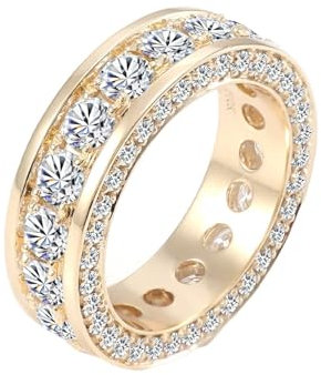 AMDXD 14K Gold Verlobungsring Echt Gold, Ewigkeit Hochzeitsband mit Moissanit, Au 585 Bandringe, Gr.53 (16.9)